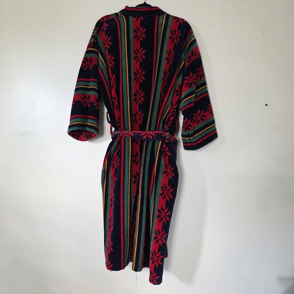 Vintage Perry Ellis Terry Cloth Robe One Size Stripe Pattern Heavy Big Lebowski - Picture 6 of 7